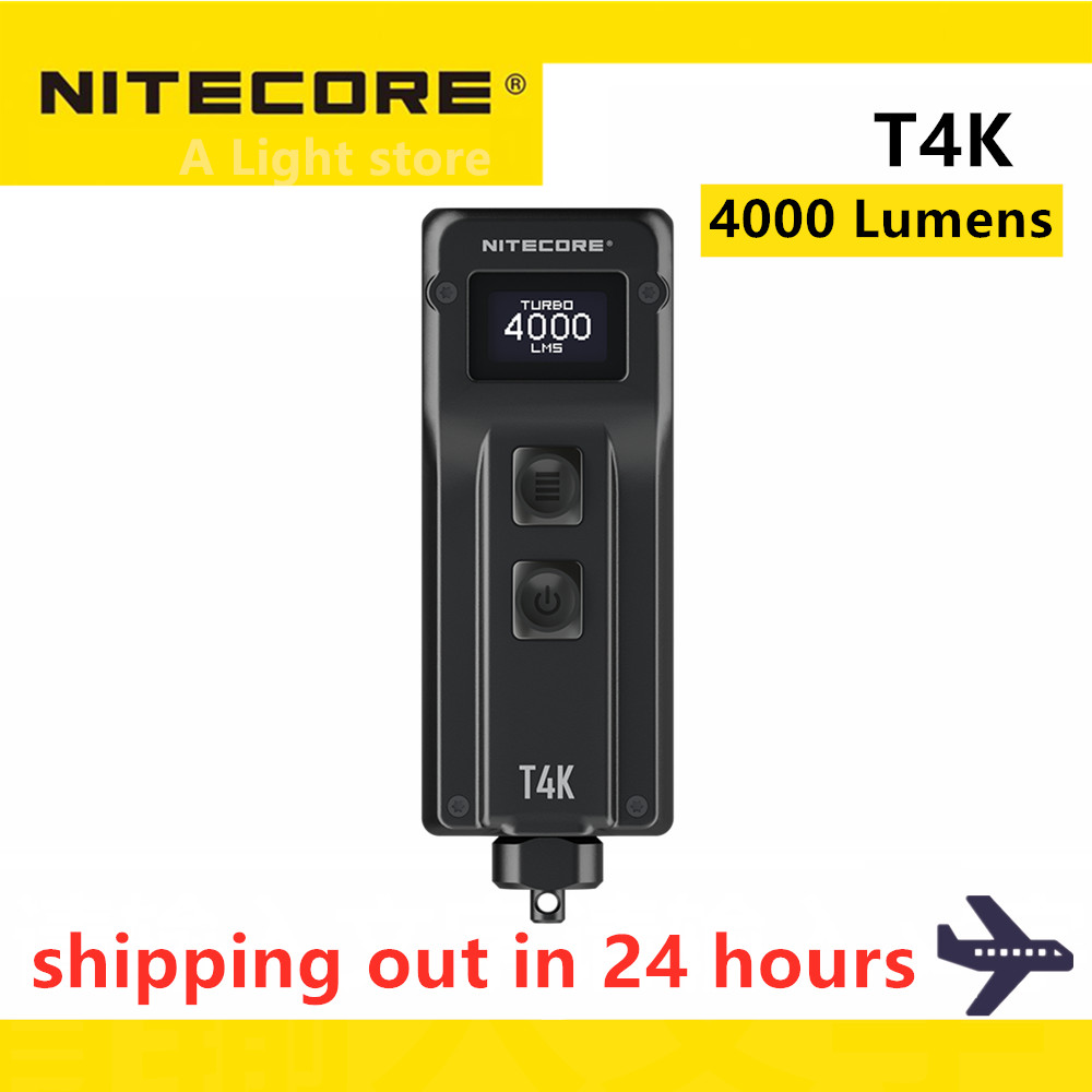 NITECORE T4K ไฟฉายพวงกุญแจแบบพกพา Super Bright Light ไฟฉายพกพา Camping ไฟฉายโคมทํางาน