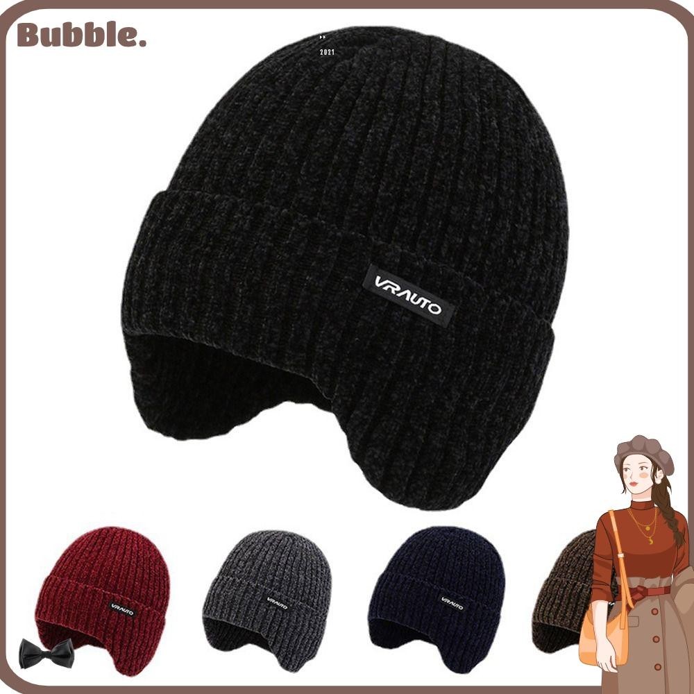 Bubble หมวกบีนนี่ ผ้าขนแกะถัก หนานุ่ม กันลม อบอุ่น แฟชั่นฤดูหนาว สําหรับผู้ชาย