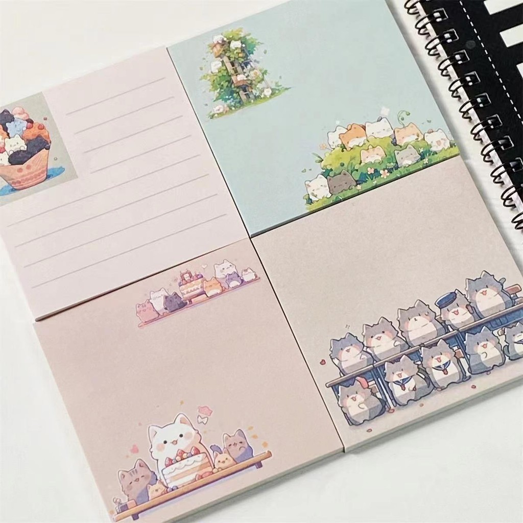 Cat Family Cute Sticky Note Ins Style Cartoon Alien Cat Painting Student Good-look Notes Sticky