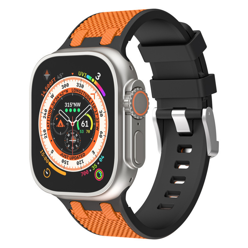 เหมาะสําหรับ AppleWatch456789สายนาฬิกาข้อมือซิลิโคน สีคอนทราสต์ สําหรับ iwatch