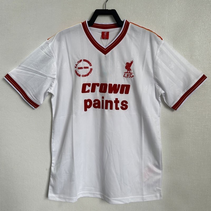 เสื้อกีฬาแขนสั้น ลายทีมชาติฟุตบอล Liverpool 1985-86 ชุดเยือน สไตล์วินเทจ