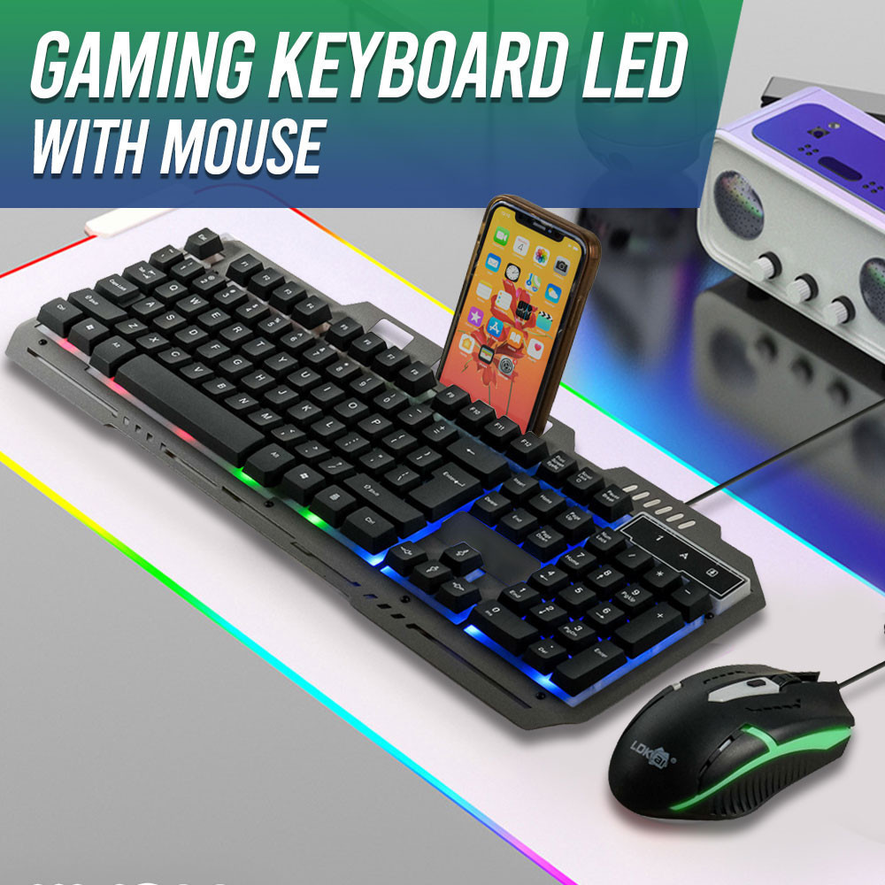 CST LDKAI Gaming Keyboard LED พร้อมเมาส์ - 828 - สีดํา