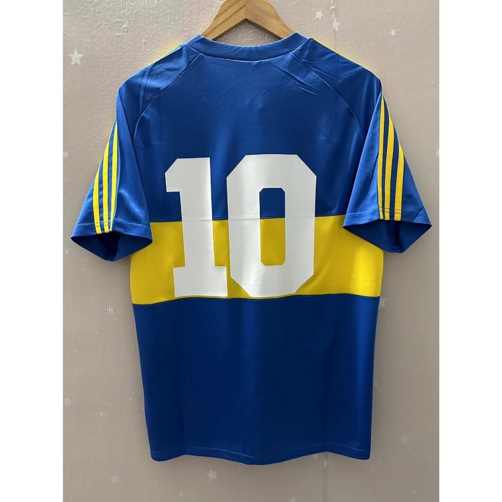 เสื้อกีฬาแขนสั้น ลายทีมชาติฟุตบอล Boca Juniors MARADONA 81-82 ชุดเหย้า คุณภาพสูง สไตล์เรโทร