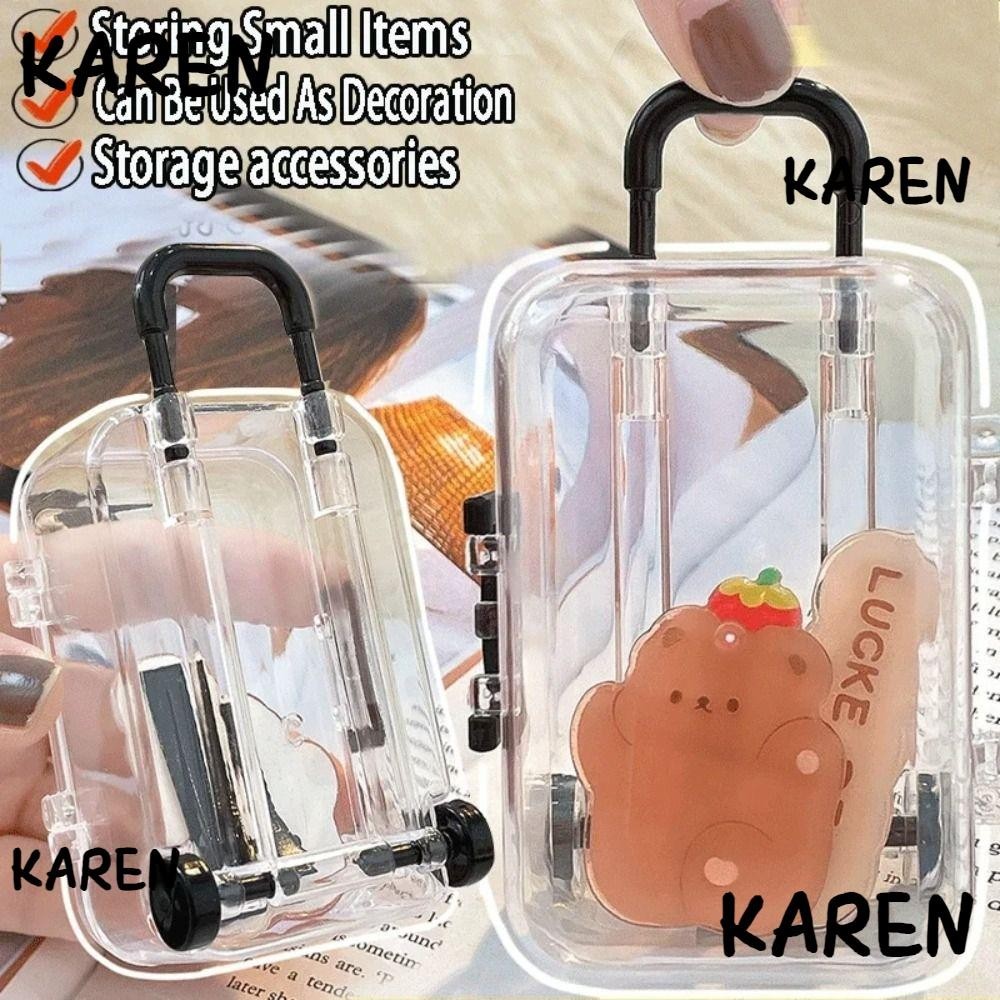 Karen กระเป๋าเดินทางล้อลาก ขนาดเล็ก น่ารัก สร้างสรรค์ สําหรับใส่เครื่องประดับ ลูกอม งานแต่งงาน บ้านตุ๊กตา