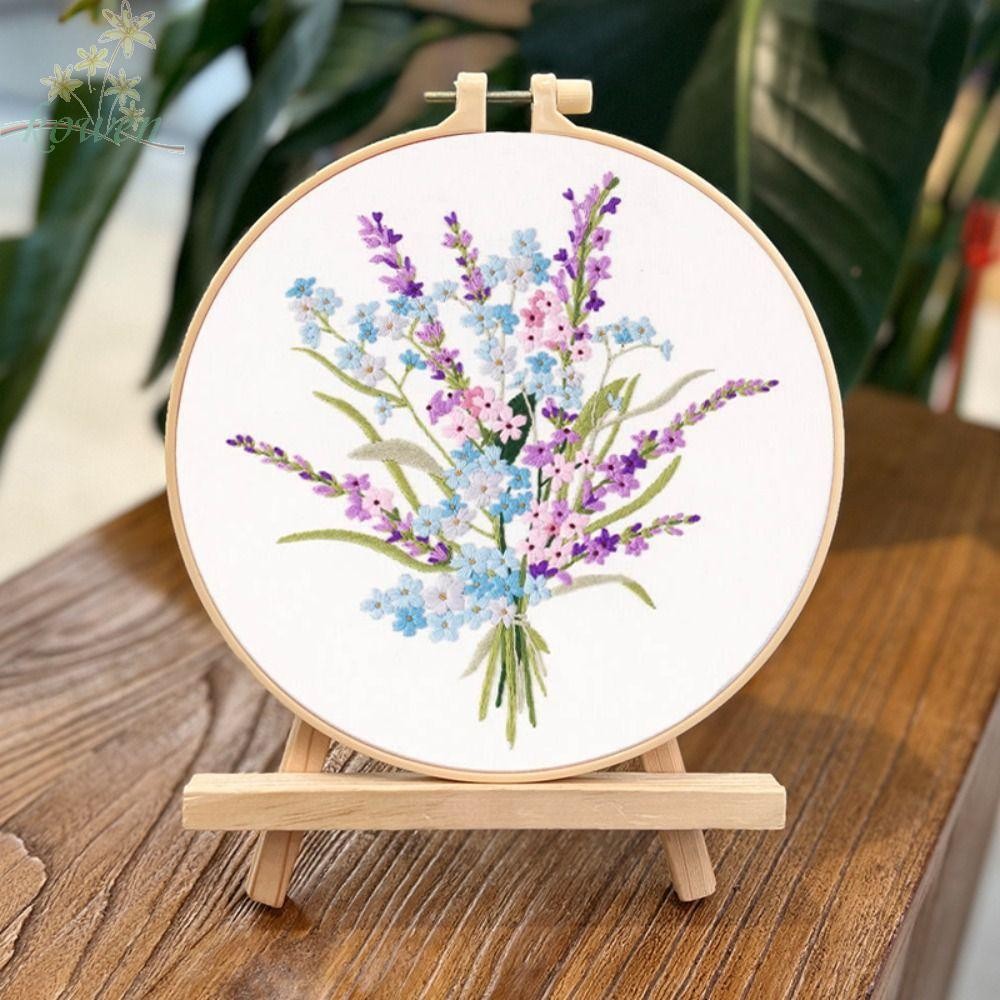 Kowen ชุดเย็บปักถักร้อยดอกไม้, DIY รูปแบบดอกไม้ชุดปักครอสติส,อุปกรณ์เย็บผ้าทําด้วยมือที่มีสีสัน Hand-stitched ชุดเย็บปักถักร้อยเริ่มต้น