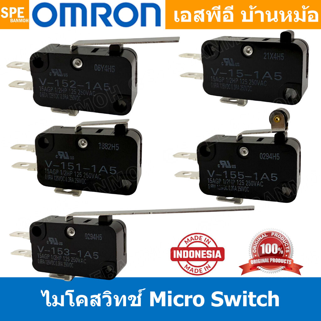 [ 1 ชิ้น ] Micro Switch Omron ไมโครสวิช โอมรอน SWITCH SNAP ACT SPST 15A 250V Micro Switch Solder Terminal Omron Elect...
