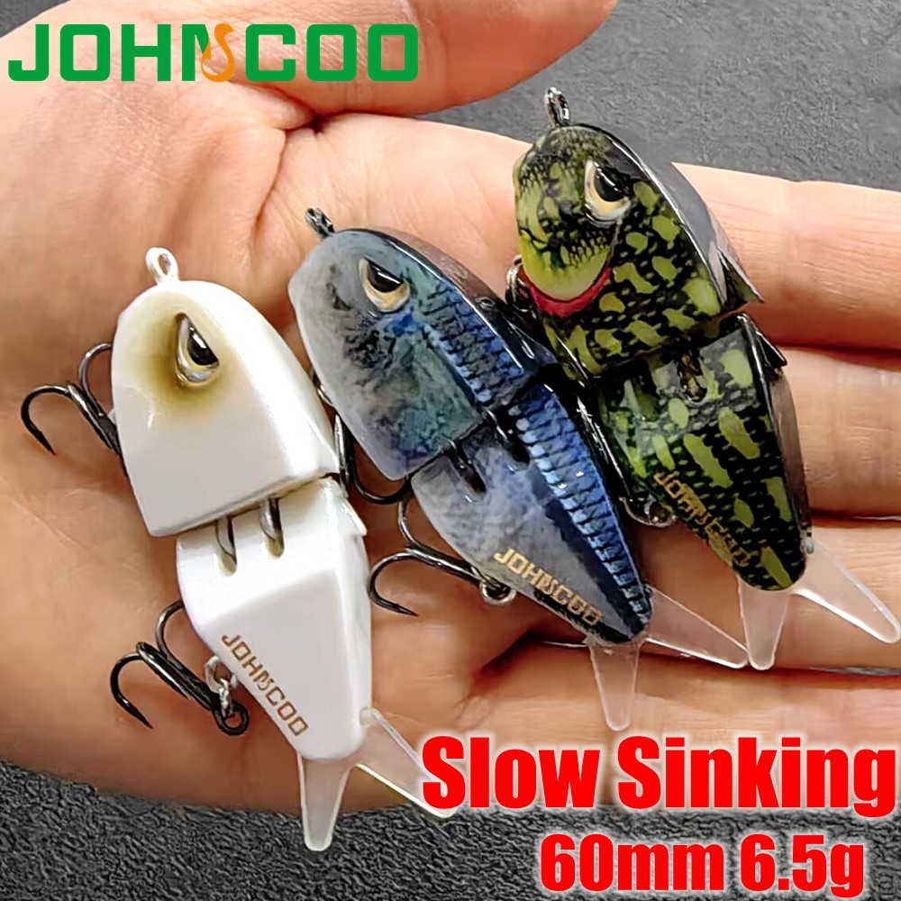ช้าจม 60 มม. 6.5 กรัม Mini Multi Jointed เหยื่อตกปลา Crankbait Wobblers ตกปลาเกียร์ตกปลา
