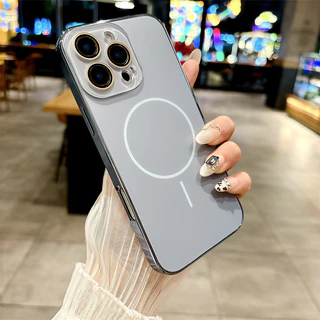 ชุบแม่เหล็กชาร์จเคสโทรศัพท์สําหรับ iPhone 16 Pro Max กระจกนิรภัยเลนส์ป้องกันปกหลังสําหรับ iPhone 11 12 13 14 15 Pro Max
