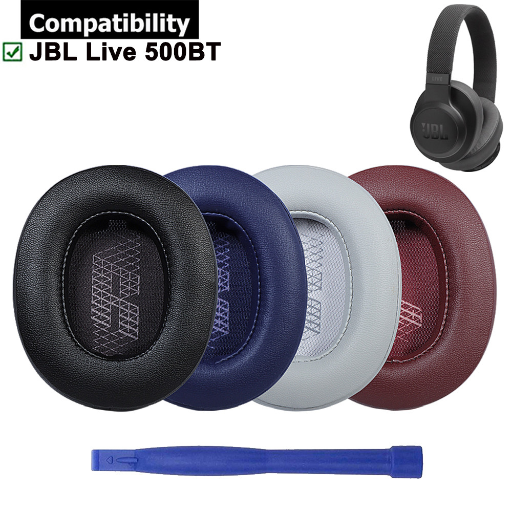 หนังโปรตีนเปลี่ยนแผ่นรองหูฟังเบาะ Muffs แผ่นรองหูฟังอะไหล่ซ่อมสําหรับ JBL Live 500BT หูฟังรอบหูชุดหู