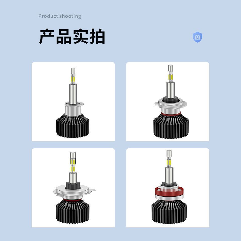 2024ใหม่ไฟรถยนต์360LED สี่ด้านบางเฉียบรถเรืองแสง LED ไฟหน้าทองแดงในตัวนำความร้อน