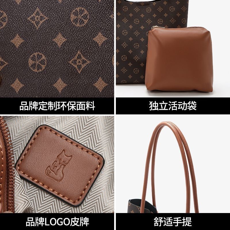 Tote Bag กระเป๋าสะพายความจุขนาดใหญ่กระเป๋าหญิง All-Match Bucket Bag Retro Commuter Bag