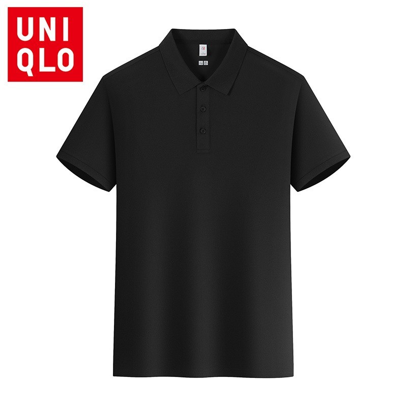 เสื้อเชิ้ตแขนสั้นสีดำ Uniqlo สำหรับผู้หญิง ทำจากผ้าฝ้ายบางเบา เหมาะสำหรับฤดูร้อน