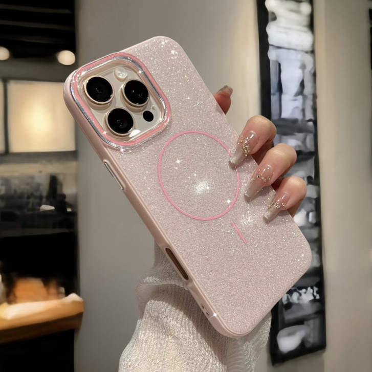 【Detachable lens frame/2 in 1/IMD Glitter hard case/Pink】เคส compatible for iPhone 11 12 13 14 15 16 pro max case