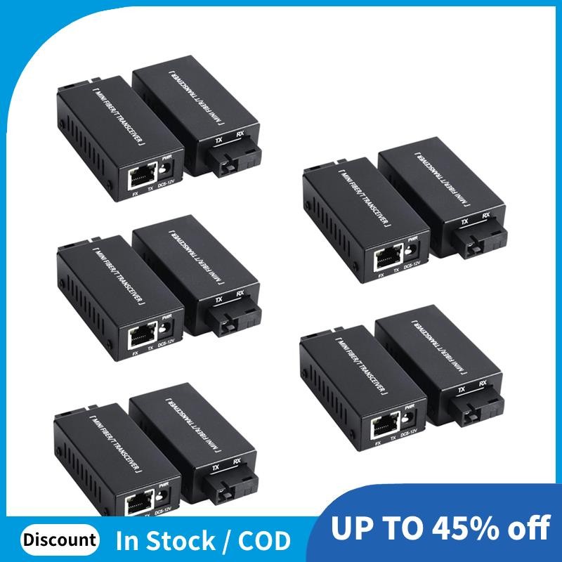 5 คู่ Mini Gigabit Fiber Optical Media Converter 100/1000Mbps Optical Transceiver Ethernet สวิทช์ SC