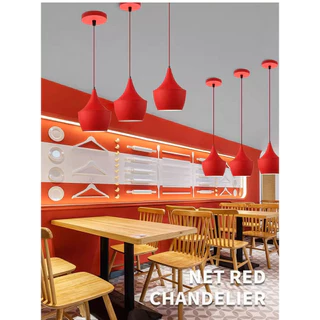 [220โวลต์] ร้านอาหารสีแดงจีนสไตล์อุตสาหกรรมโคมระย้าที่เรียบง่ายสร้างสรรค์หม้อไฟร้านอาหารร้านอาหารชานมเชิงพาณิชย์โคมไฟเหล็ก