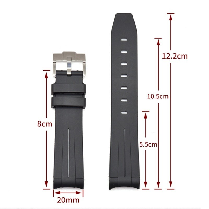Curved End 20mm 22mm 21mm Rubber Silicone Watch Bands For Rolex Strap Brand Watchband Men Replaceme