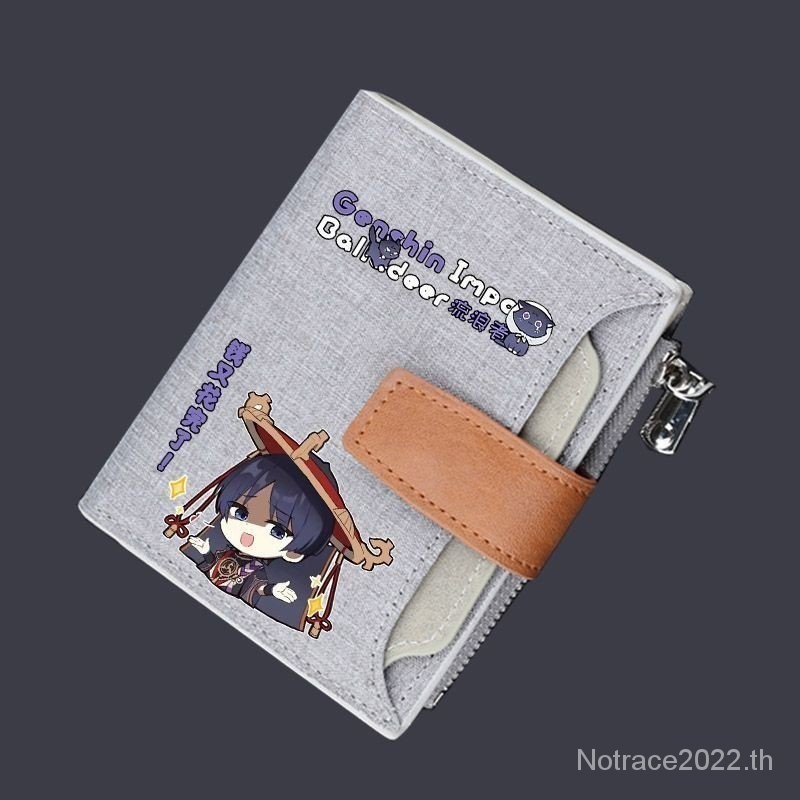 ★Genshin Impact★กระเป๋าสตางค์ กระเป๋าใส่เหรียญ ผ้าแคนวาส ลายการ์ตูน Scaramouche Merchandise Co-Branded แบบสร้างสรรค์ มีหลายช่อง