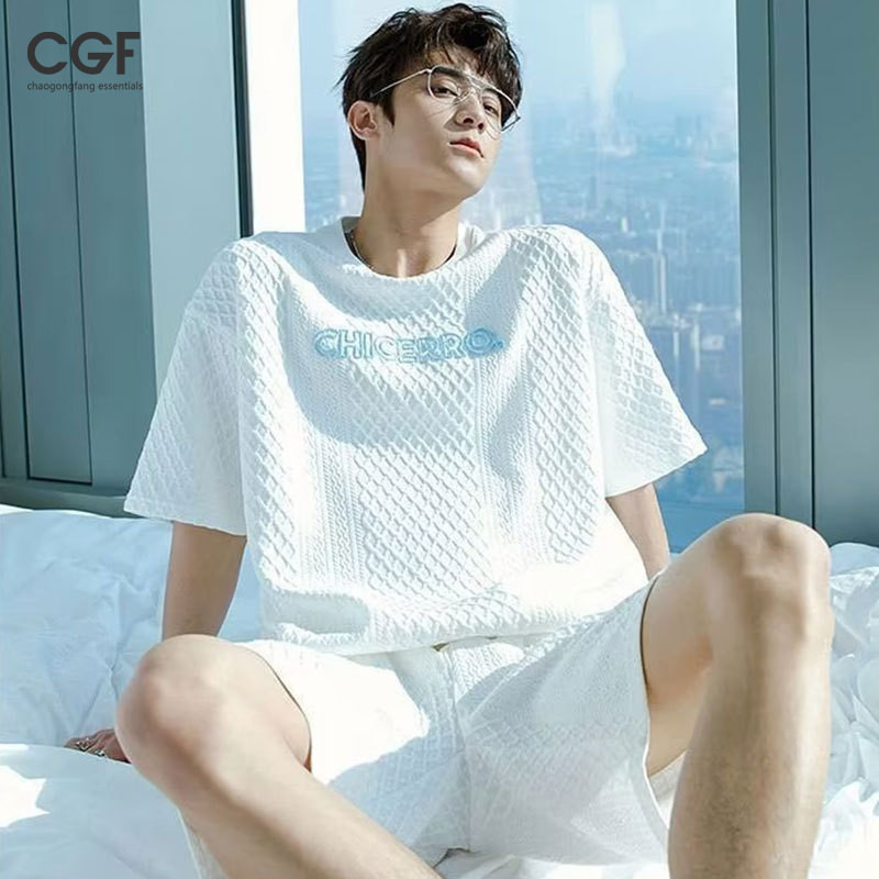 Chaogongfang เสื้อยืดแขนสั้น กางเกงขาสั้น สองชิ้น แฟชั่นฤดูร้อน สําหรับผู้ชาย
