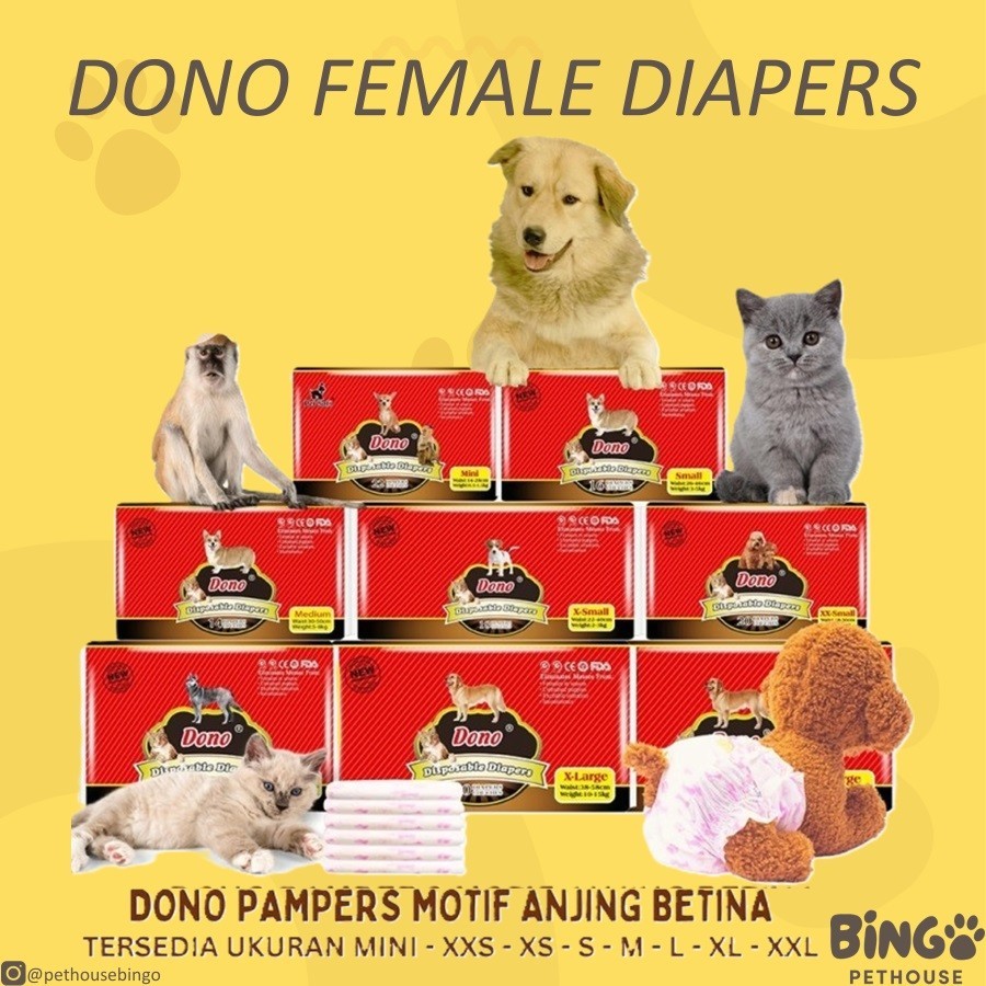 Dono Pampers ผ้าอ้อมสุนัขเพศเมียทุกขนาด