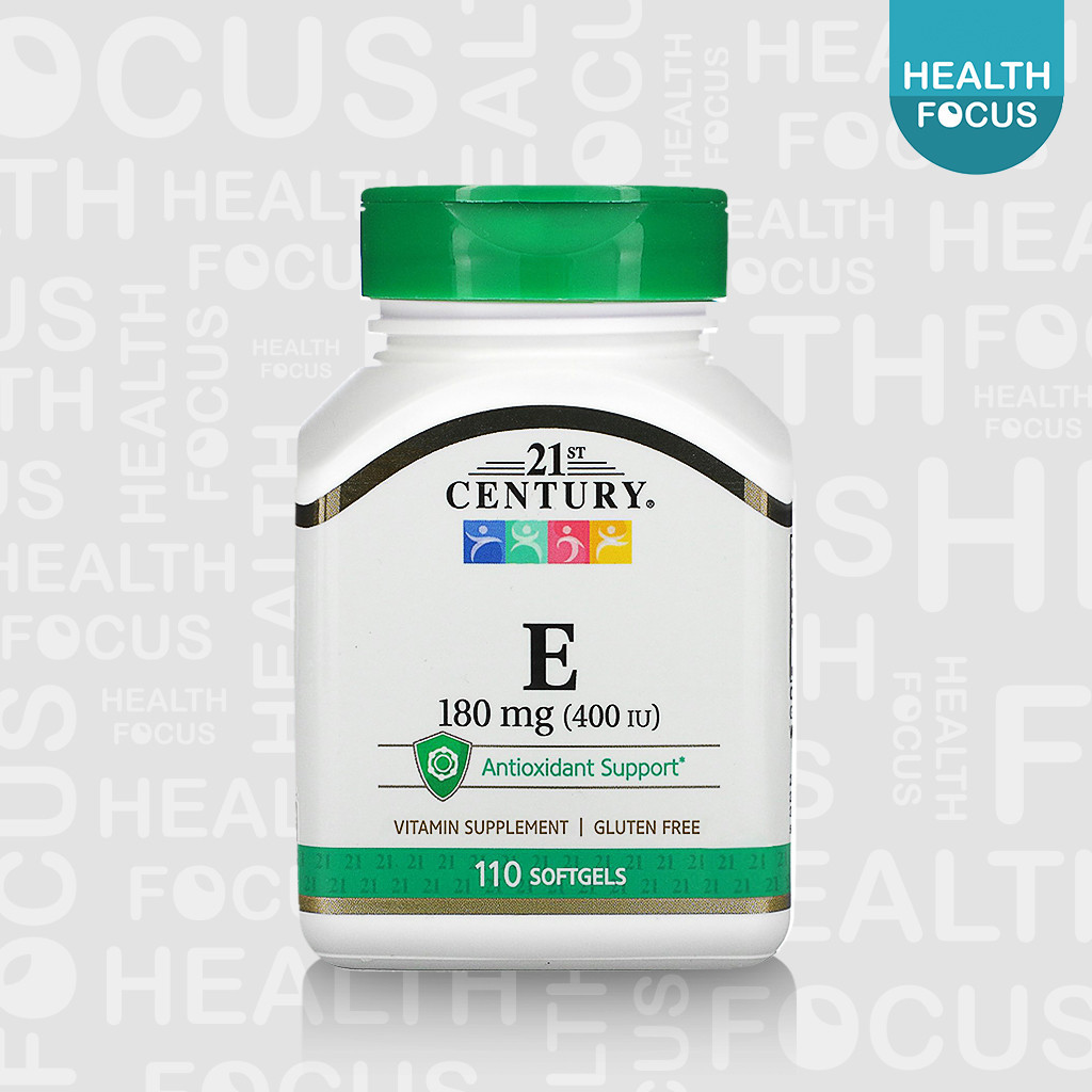 [พร้อมส่ง] 21st Century Vitamin E 180 mg [400 IU] วิตามินอี ซอฟเจล [HealthFocus]