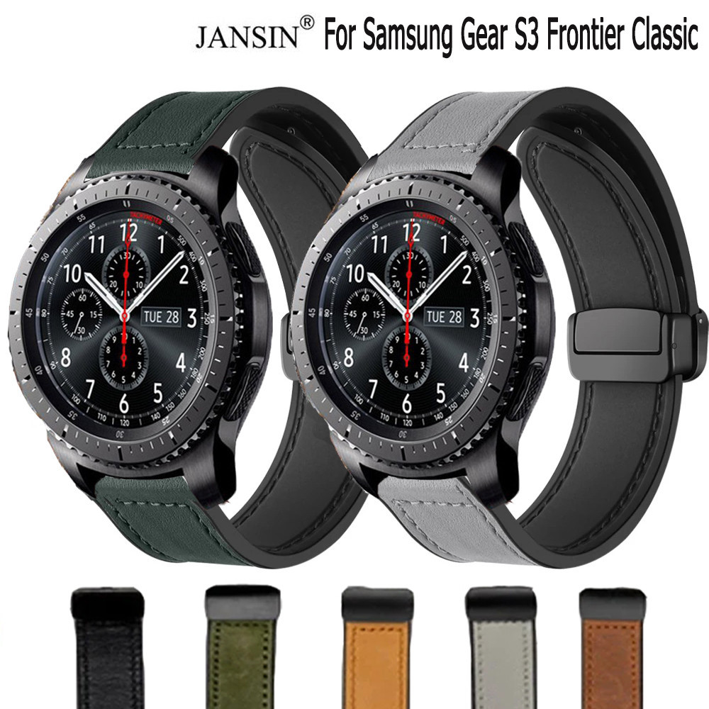 สายนาฬิกาข้อมือซิลิโคน หัวเข็มขัดแม่เหล็ก พับได้ สําหรับ Samsung Gear S3 Frontier Classic