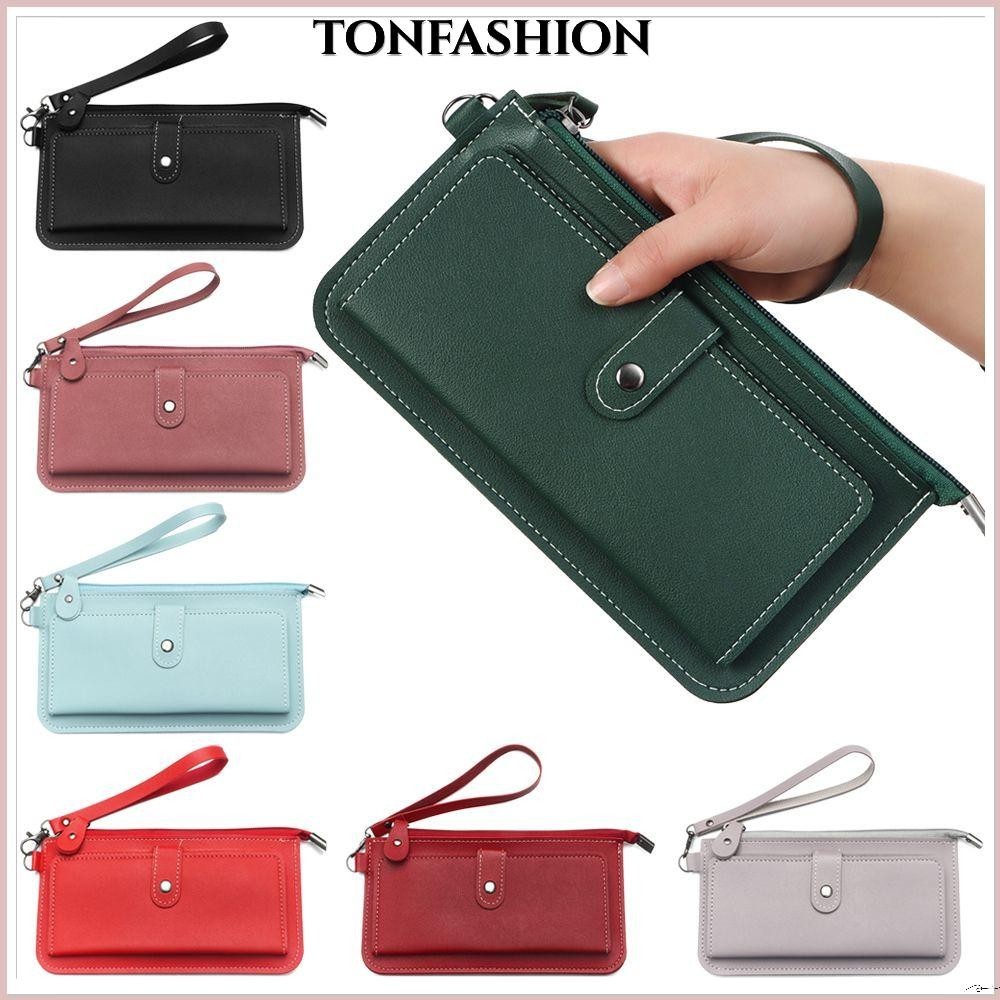 Tonfashion กระเป๋าสตางค์ ใบยาว ทรงคลัทช์ มีซิป ลําลอง แฟชั่นสําหรับสตรี