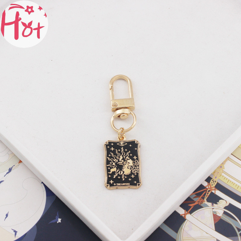 Ge เกมกระดาน Solitaire Sun Tarot พวงกุญแจ นําโชค จี้ของขวัญ พวงกุญแจ จี้ พวงกุญแจ สี่เหลี่ยม