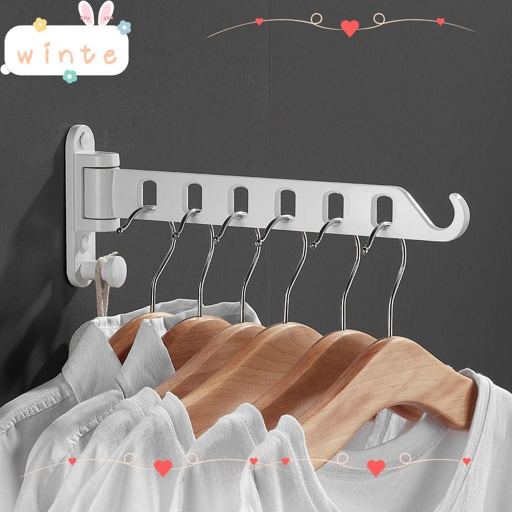 Winte ราวตากผ้า แบบพับได้ ราวตากผ้า แบบติดผนัง ยืดไสลด์ได้ ตะขอแขวนเสื้อผ้า แบบพกพา ที่ตากผ้า ราวตากผ้าในร่มและกลางแจ้ง