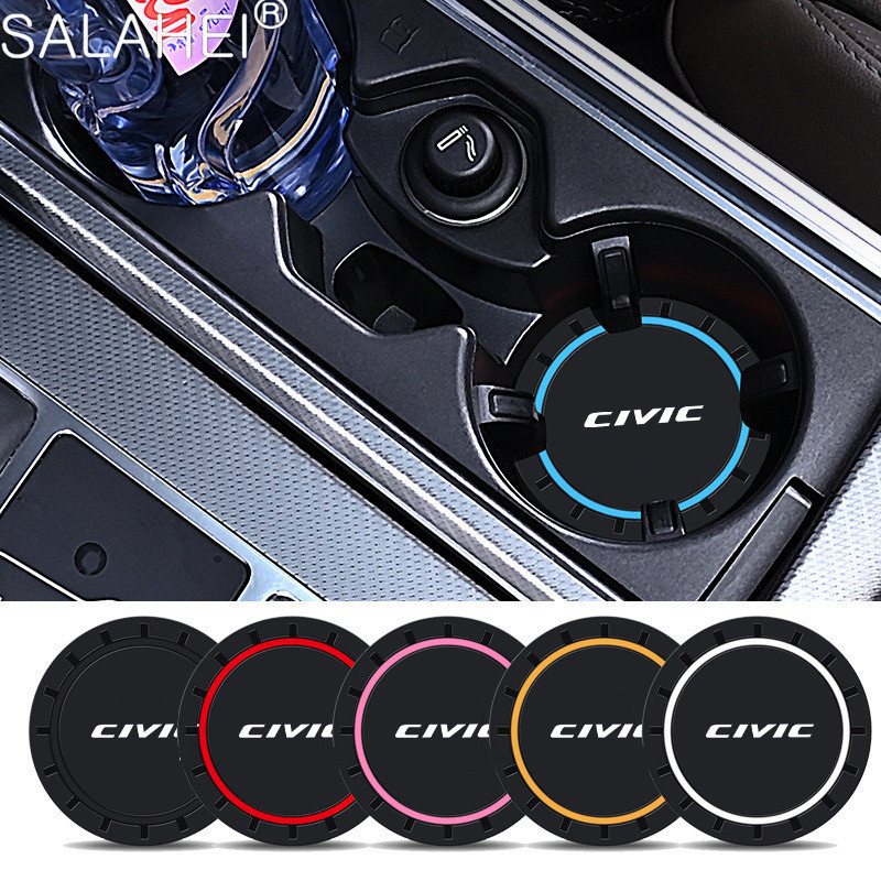 แผ่นซิลิโคน PVC รองแก้วน้ํา กันลื่น อุปกรณ์เสริม สําหรับ Honda Civic 9 9th 9G 2016 2017 2018 2 ชิ้น