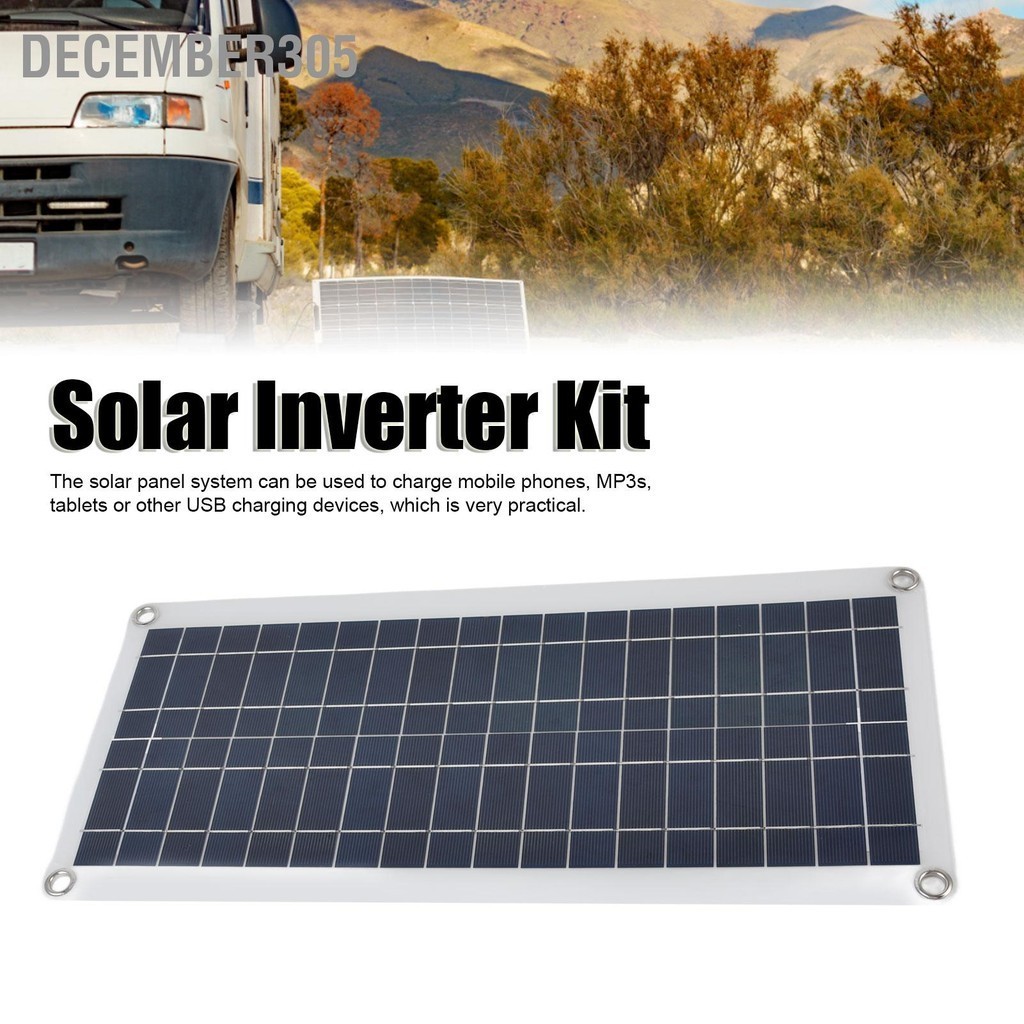 December305 Polycrystalline Solar Panel Starter Kit 30A Charge Controller 220W อินเวอร์เตอร์สำหรับเดินป่าตั้งแคมป์เรือคาราวาน