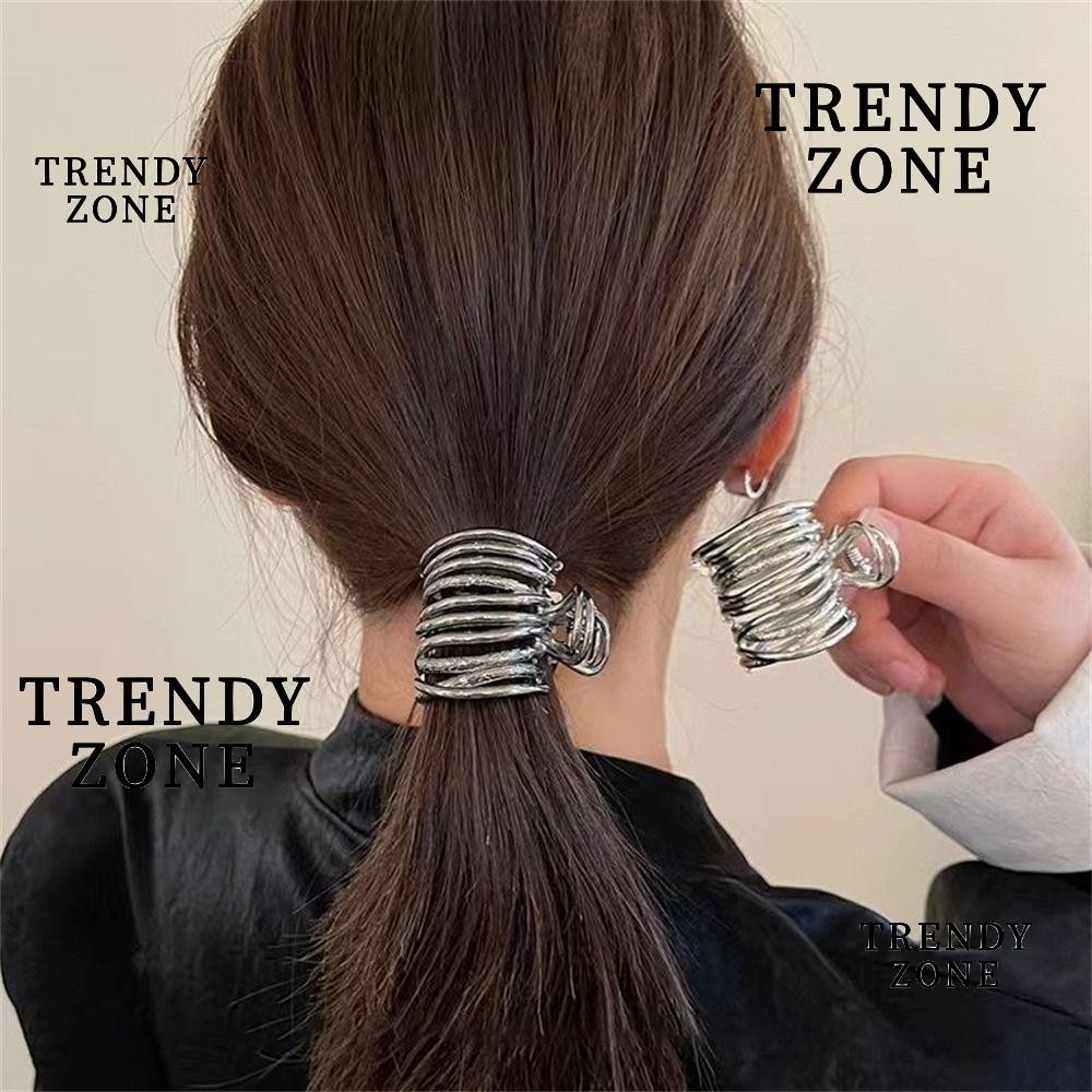 Trendyzone กิ๊บติดผมหางม้า โลหะ สีดํา สีเงิน ขนาดเล็ก สําหรับผู้หญิง