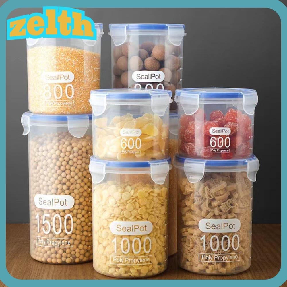 Zelth ถังเก็บอาหาร พลาสติกใส จุของได้เยอะ พร้อมสเกลบอกเมล็ดธัญพืช รักษาความสดใหม่ สําหรับตู้เย็น