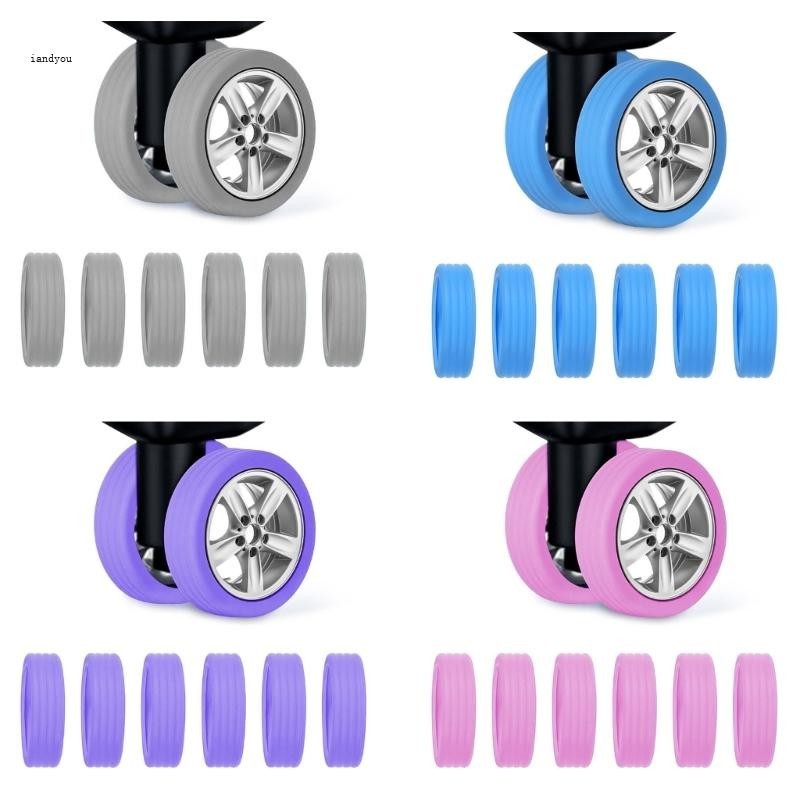 ✿ 6 ชิ้น ซิลิโคน กระเป๋าเดินทาง ล้อป้องกัน กระเป๋าเดินทาง ล้อ ลดเสียงรบกวน รถเข็น ล้อ ฝาครอบ