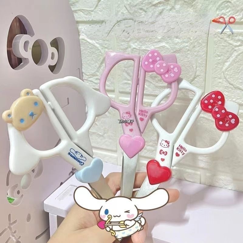 Kawaii Sanrio กรรไกรตัดกระดาษ ลายการ์ตูน My Melody My Melody แบบพกพา อเนกประสงค์ สําหรับเด็กผู้หญิง