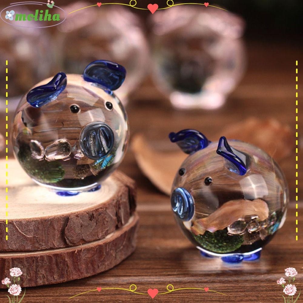 Moliha ตุ๊กตาหมูคริสตัลแฮนด์เมด ขนาดเล็ก สําหรับตกแต่งบ้าน และออฟฟิศ