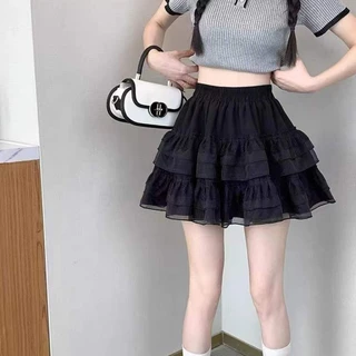กระโปรงลูกไม้น่ารักๆ เป็นชั้น สีขาว สีดำ สำหรับผู้หญิง