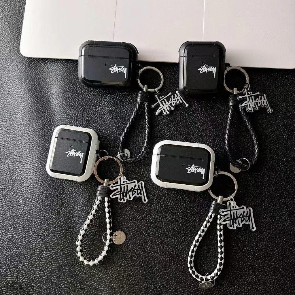 STUSSY เคสหูฟังหนังนิ่ม พร้อมสายคล้อง สําหรับ Airpods Pro 2nd Gen 1 2 Pro 3