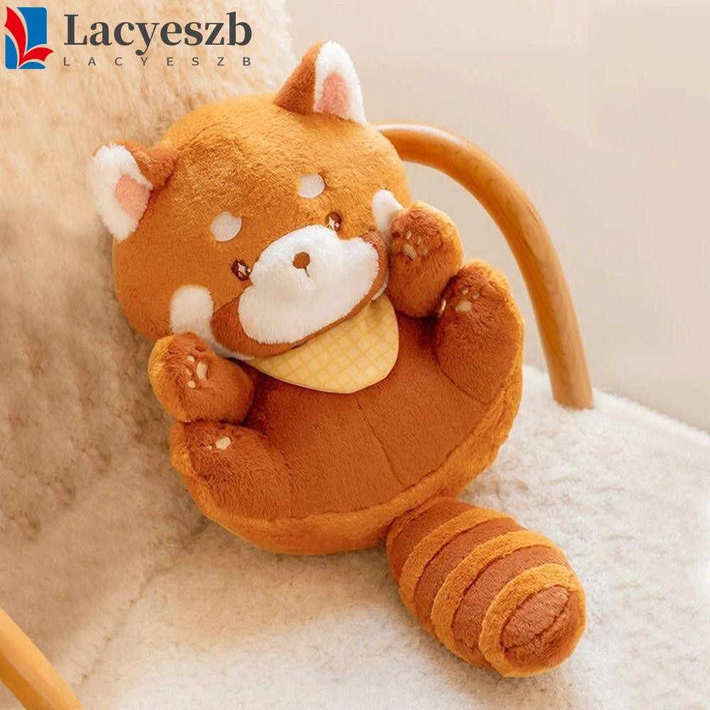 Lacyeszb หมอนตุ๊กตาหมีแพนด้า สีแดง ตุ๊กตาสัตว์ ผ้าพันคอ ถอดออกได้ ตุ๊กตาแรคคูน ตุ๊กตาสัตว์ แพนด้าน้อย ขนปุย ตุ๊กตาแพนด้าน้อย กระเป๋าสะพายข้าง ของเล่นเด็ก
