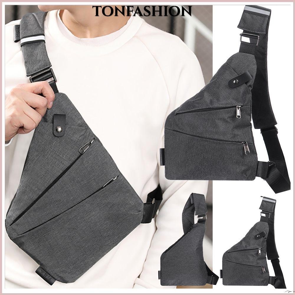 Tonfashion กระเป๋าสะพายไหล่ กระเป๋าคาดอก อเนกประสงค์ กันน้ํา สไตล์ธุรกิจ