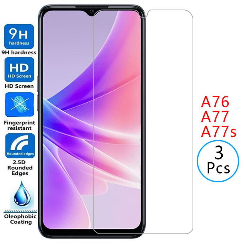 กระจกนิรภัยป้องกันสําหรับ oppo a76 a77 a77s ป้องกันหน้าจอบน opp opo appo a 76 77 s 76a 77a ฟิล์ม opp