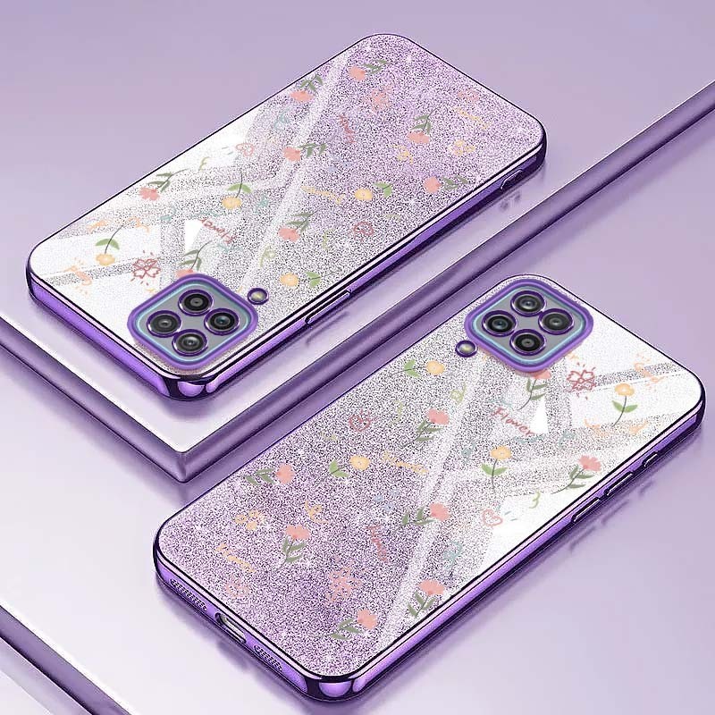 เคสโทรศัพท์มือถือ ซิลิโคน กันกระแทก ลายดอกไม้ แต่งกลิตเตอร์ แฟชั่น สําหรับ Samsung Galaxy A12 M12 F12 A22 M22 F22 M32 4G A22 5G A12 Nacho A12S