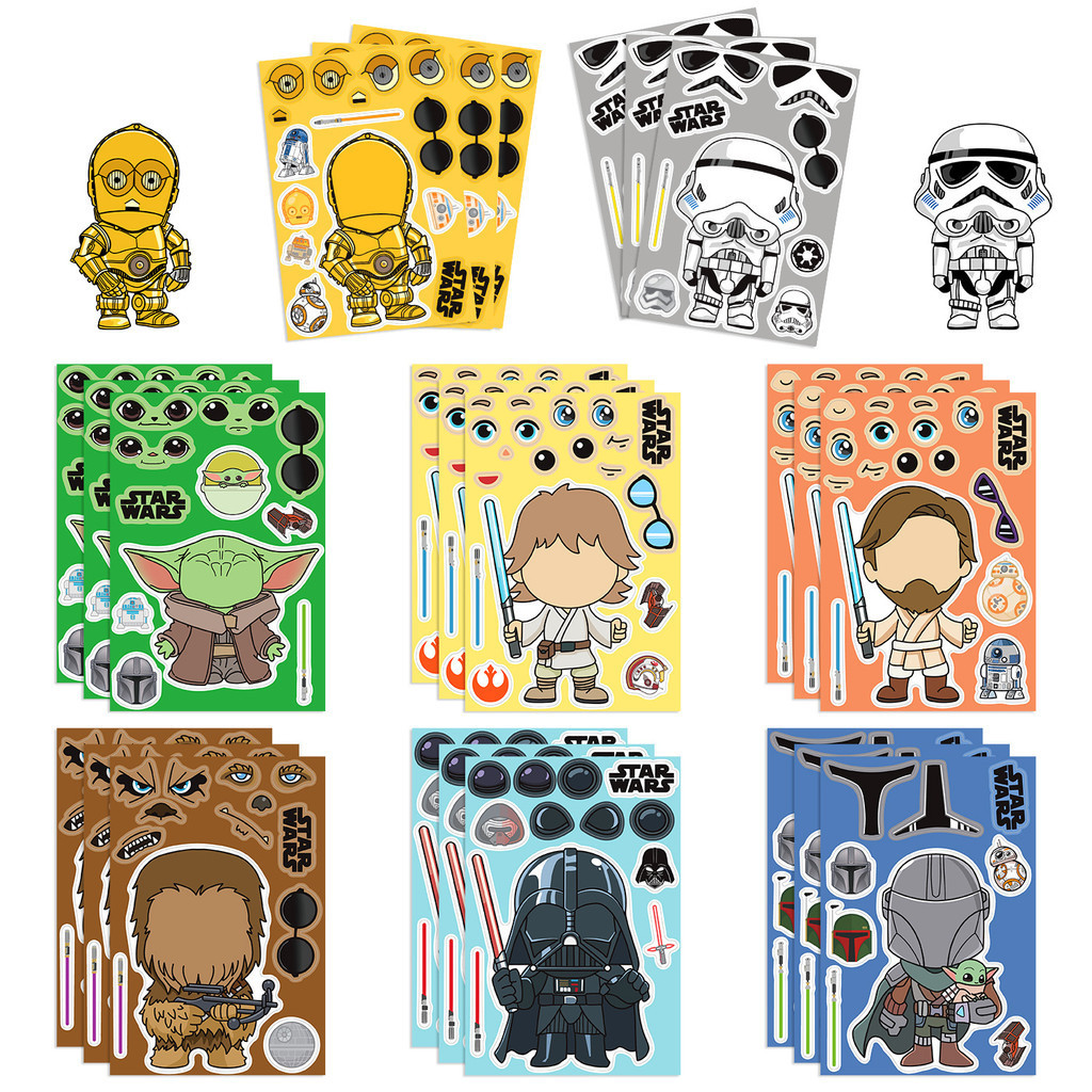 สติกเกอร์ ลายการ์ตูน Star Wars กันน้ํา สําหรับติดตกแต่งหมวกกันน็อค จักรยาน 8 แผ่น