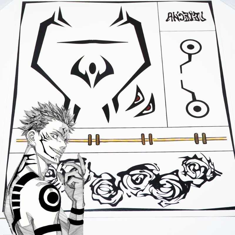 สติกเกอร์รอยสัก ลายการ์ตูนมหาเวทย์ผนึกมาร Ryomen Sukuna Geto Suguru แฟชั่นฮาโลวีน สําหรับผู้ชาย และผู้หญิง