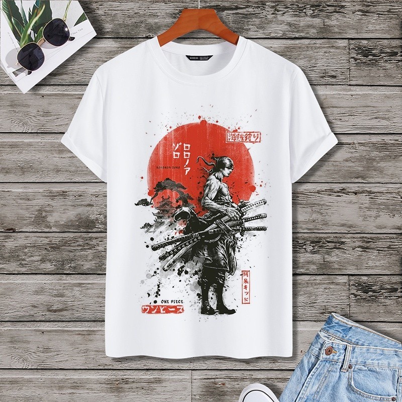 S-5XL TFO Roronoa Zoro ONE PIECE Anime White Tshirt For Men Women Oversized Shirt Streetwear Fashion