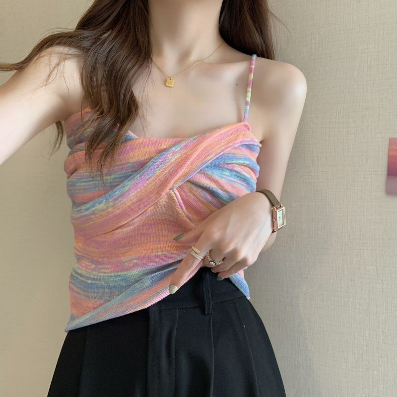 เสื้อครอปท็อป แจ็กเก็ต สีรุ้ง แบบบิดสวยงาม สําหรับผู้หญิง