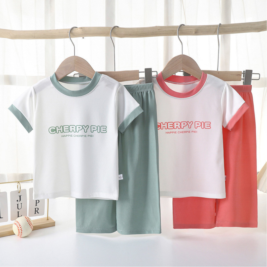 [ZY] พร้อมส่ง ชุดสูทแขนสั้น ผ้าเรยอน และกางเกงขากว้าง 70-150 ซม. สไตล์เกาหลี สําหรับเด็ก