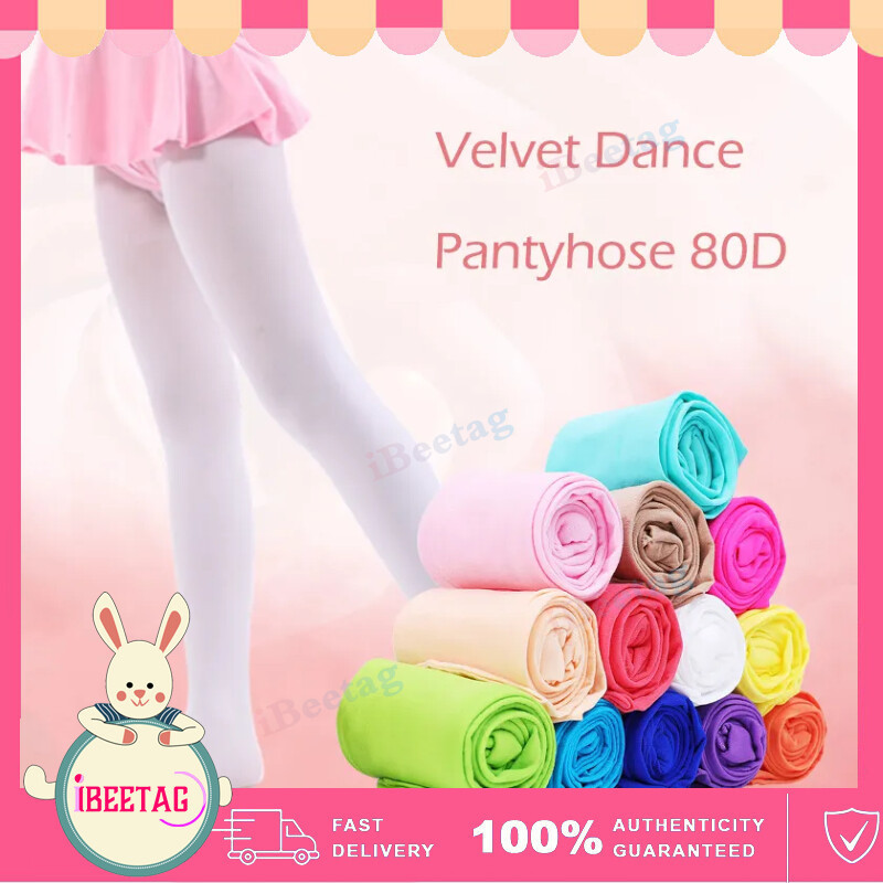 ถุงน่องเต้นบัลเล่ต์ ผ้ากํามะหยี่ สีขาว สําหรับเด็กผู้หญิง
