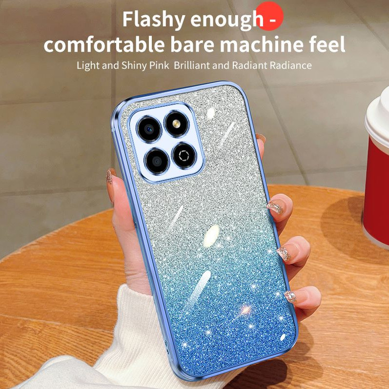 เคส HONOR X8 X6 VNE-N41 VNE-LX1 VNE-LX2 VNE-LX3 x6s เคสโทรศัพท์มือถือไล่ระดับสีแฟลชผงไฟฟ้าโปร่งใสนุ่