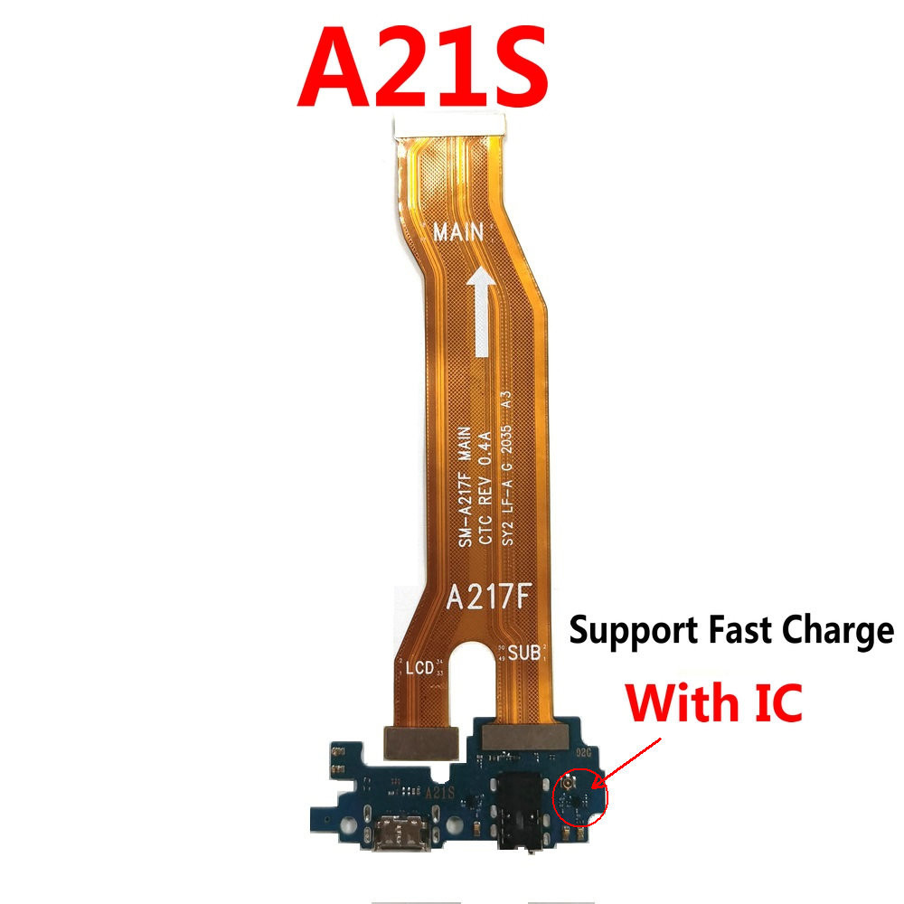 บอร์ดพอร์ตชาร์จ USB พร้อมตัวเชื่อมต่อ IC เมนบอร์ดหน้าจอ Lcd สายเคเบิลอ่อน สําหรับ Samsung A21S A217F