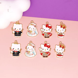2 ชิ้น/ล็อตการ์ตูน Kitty แมวชุดแต่งงานเคลือบโลหะผสมเคลือบจี้อุปกรณ์เสริม Charms สําหรับผู้หญิง, Key Chain/ต่างหู/สร้อยคอจี้ทําด้วยมือ DIY เครื่องประดับ 046
